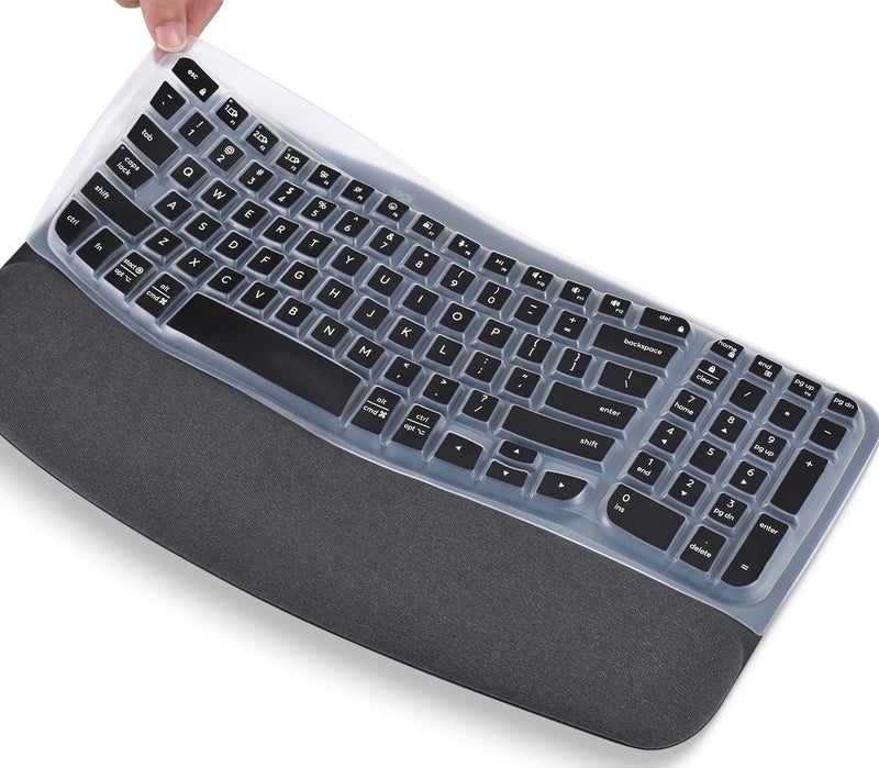 imComor Keyboard Cover for Logitech Wave Keys MK670 Combo Keyboard Skin, Logitech Wave Keys Wireless Ergonomic Keyboard Cover Protector Skin Accessories, Black - Image 1